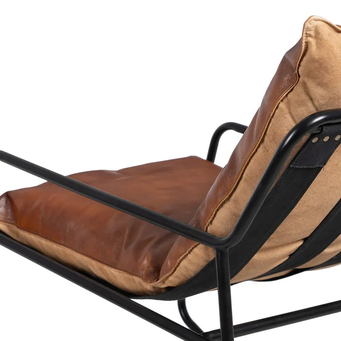BROWN METAL / LEATHER ROCKING CHAIR LIVING ROOM 59 X 80 X 80 CM