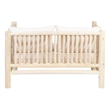 Cargar imagen en el visor de la galería, 2-SEAT SOFA NATURAL TEAK WOOD 131 X 80 X 77.50 CM