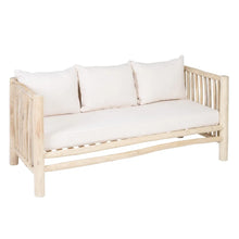 Charger l&#39;image dans la galerie, SOFA 3 SEATS NATURAL TEAK WOOD 180 X 80 X 77.50 CM