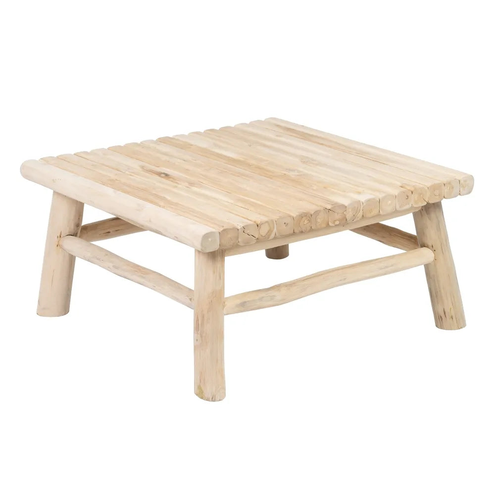 NATURAL COFFEE TABLE TEAK WOOD 80 X 80 X 40 CM