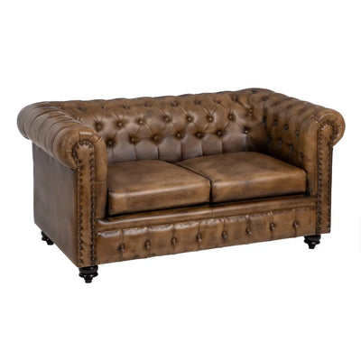 2-SEAT SOFA BROWN LEATHER LIVING ROOM 153 X 83 X 76 CM