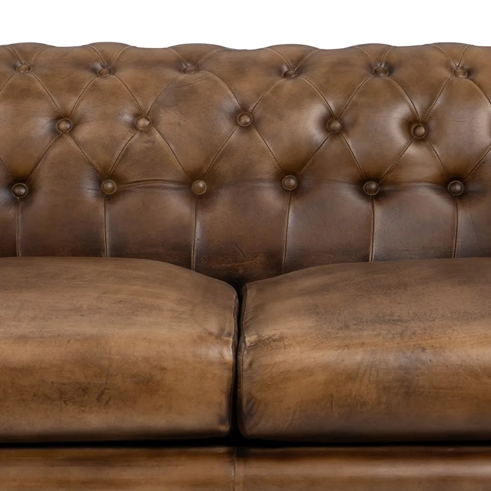 2-SEAT SOFA BROWN LEATHER LIVING ROOM 153 X 83 X 76 CM