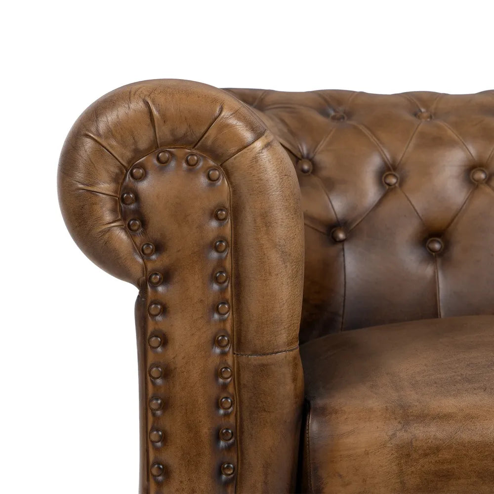 2-SEAT SOFA BROWN LEATHER LIVING ROOM 153 X 83 X 76 CM