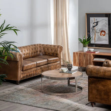 Load image into Gallery viewer, 3-SEAT SOFA BROWN LEATHER LIVING ROOM 206 X 85 X 74 CM