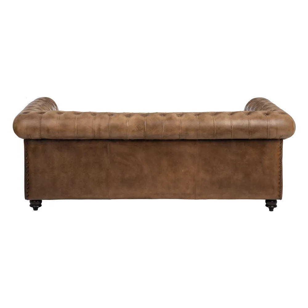 3-SEAT SOFA BROWN LEATHER LIVING ROOM 206 X 85 X 74 CM