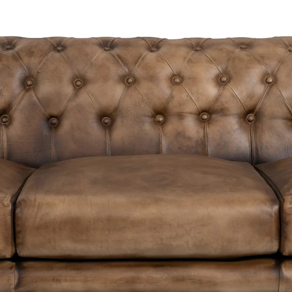 3-SEAT SOFA BROWN LEATHER LIVING ROOM 206 X 85 X 74 CM