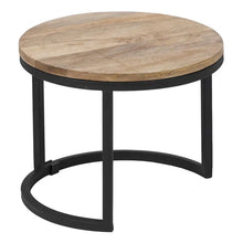Load image into Gallery viewer, S/3 MAIN TABLE NATURAL-BLACK WOOD-IRON 79 X 79 X 48 CM