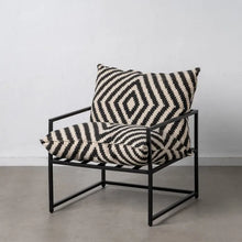 Charger l&#39;image dans la galerie, WHITE-BLACK FABRIC-METAL ARMCHAIR LIVING ROOM 70 X 84 X 86 CM