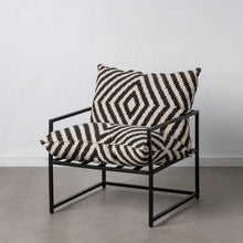 Load image into Gallery viewer, WHITE-BLACK FABRIC-METAL ARMCHAIR LIVING ROOM 70 X 84 X 86 CM
