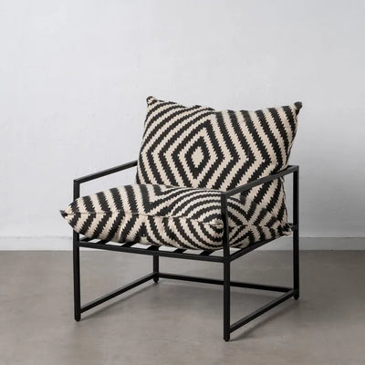WHITE-BLACK FABRIC-METAL ARMCHAIR LIVING ROOM 70 X 84 X 86 CM