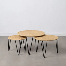 Load image into Gallery viewer, S/3 NATURAL FIBER-METAL COFFEE TABLE 61 X 61 X 40 CM