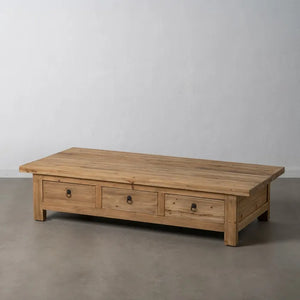 NATURAL COFFEE TABLE PINE WOOD LIVING ROOM 175 X 80 X 40 CM