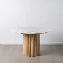 Laden Sie das Bild in den Galerie-Viewer, DINING TABLE MARBLE/WOOD 120 X 120 X 77 CM