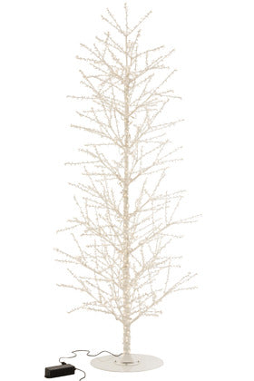 Tree Bare+Led+Pearl Metal White 380cm height