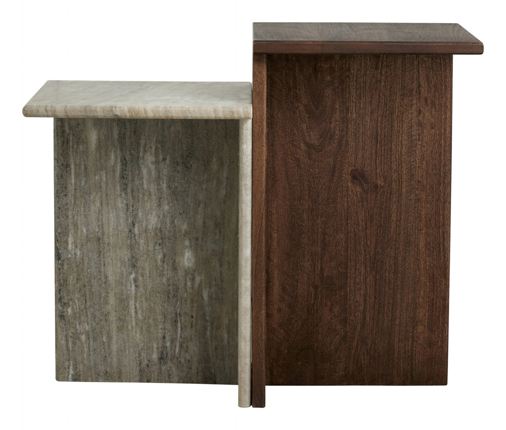 GLINA HIGH TABLES WOOD/MARBLE
