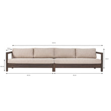 Load image into Gallery viewer, Indoor/outdoor straight sofa in black teak with beige fabric seat L325X90X96CM