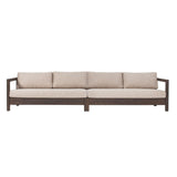 Indoor/outdoor straight sofa in black teak with beige fabric seat L325X90X96CM