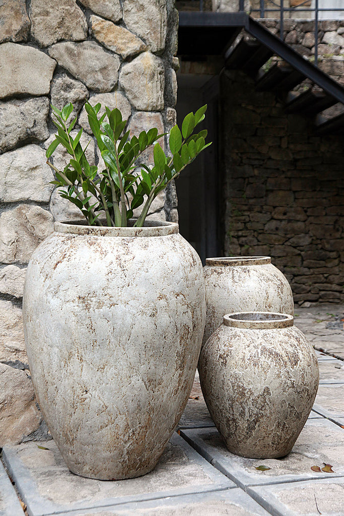 Crete round vase deco S/3