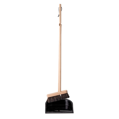 Cleaning Dustpan & Broom, Black, Bamboo
