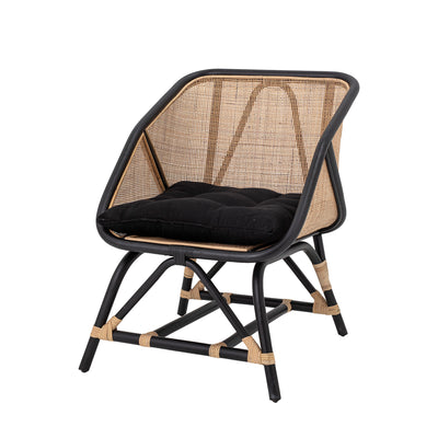 Lounge Chair, Black, Rattan