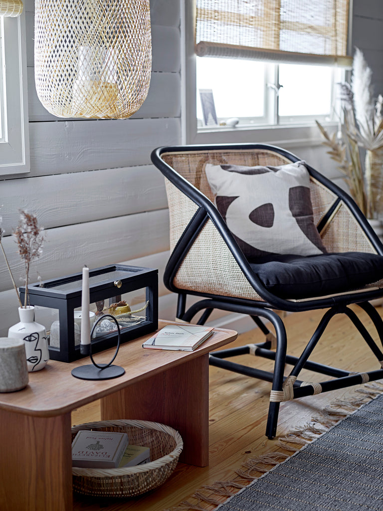 Lounge Chair, Black, Rattan