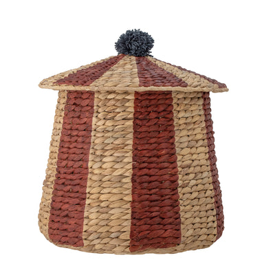 Basket w/Lid, Red, Water Hyacinth