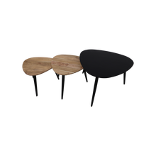 Cargar imagen en el visor de la galería, Coffee tables - ø70/ø50/ø45 - Natural/black - Acacia wood/iron - set of 3