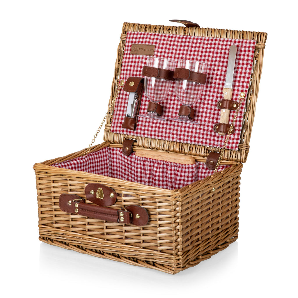 Classic Wine Basket - Red & White Gingham Pattern