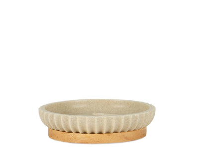 BEIGE WOOD RESIN BATHROOM SOAP DISH