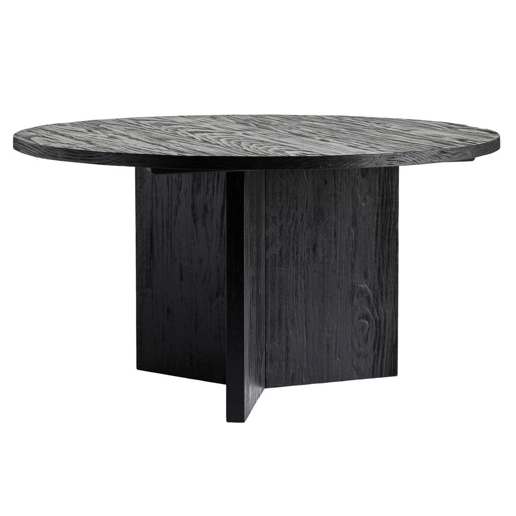 Solid wood round black dining table