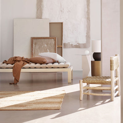 CHAIR IN PALM LEAF/WOOD, 60 X 58 X H 75 CM