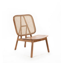 Laden Sie das Bild in den Galerie-Viewer, Teak Wood Lounge Chair with Rattan back
