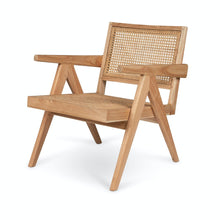 Load image into Gallery viewer, teak wood chair, teak wood lounge chair, teak wood chair with rattan, teak wood lounge chair with rattan, teak wood chair with rattan Limassol, teak wood chair with rattan Cyprus, teak wood lounge chair with rattan Limassol, teak wood lounge chair with rattan Cyprus, Pierre Jeanneret lounge chair, Pierre Jeanneret lounge chair Limassol, Pierre Jeanneret lounge chair Cyprus 