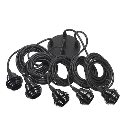 Hang-5 French Linen Ceiling Pendant Light - Black - 5 Wires 3.50m