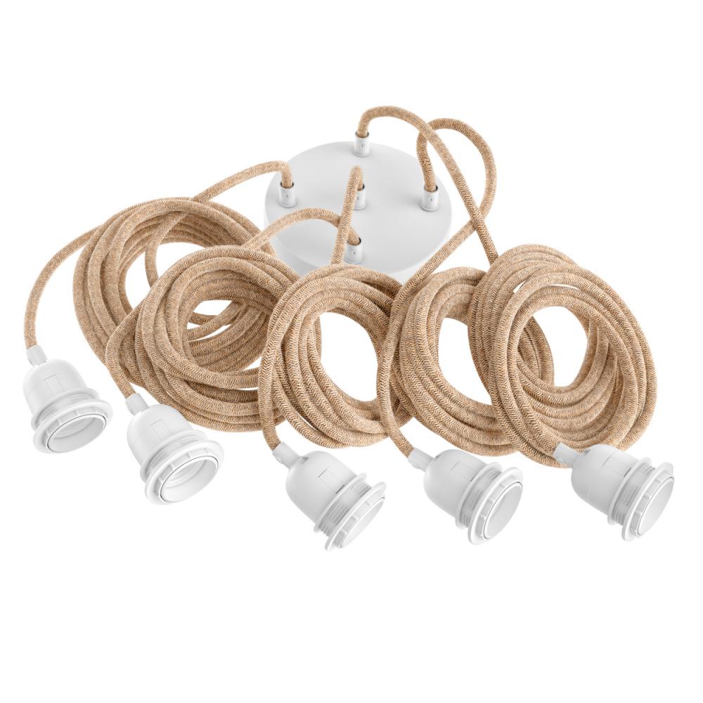Hang-5 Ceiling Pendant 5 Wires 3.50m - Raw String White Socket