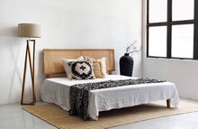 Load image into Gallery viewer, Teak Wood Bed Frame with Rattan Headboard