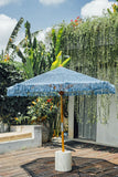Hand-knotted umbrella fringes – blue – 250 cm