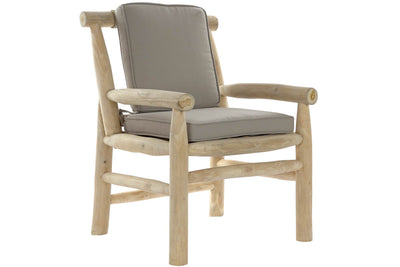 TEAK POLYESTER ARMCHAIR 65X80X92 LIGHT GRAY