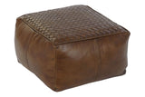 LEATHER POUF 45X45X32 BROWN