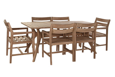 TABLE SET 7 TEAK 180X90X75 NATURAL BROWN