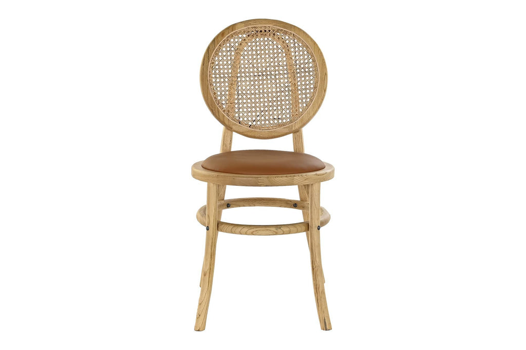 RATTAN CHAIR 43X43X89 CAMEL UPHOLSTERED