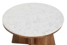 Charger l&#39;image dans la galerie, COFFEE TABLE ACACIA MARBLE 70X70X43 WHITE