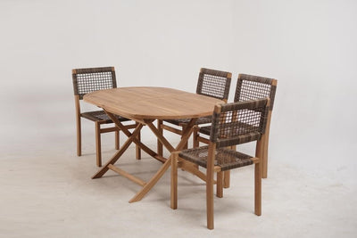 TABLE SET 5 TEAK 150X90X75 FOLDING NATURAL
