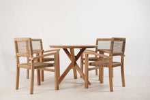 Carica l'immagine nel visualizzatore di Gallery, TABLE SET 5 TEAK SYNTHETIC RATTAN 100X100X75