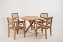 Carica l'immagine nel visualizzatore di Gallery, TABLE SET 5 TEAK SYNTHETIC RATTAN 100X100X75
