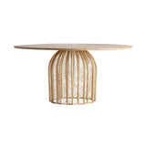 DINING TABLE WOOD & RATTAN