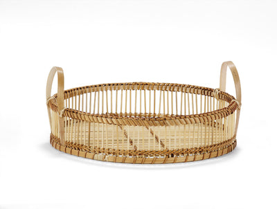 BAMBOO TRAY W/HANDLES Ø35X15