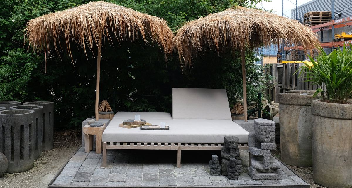 Sunbed double natural teak