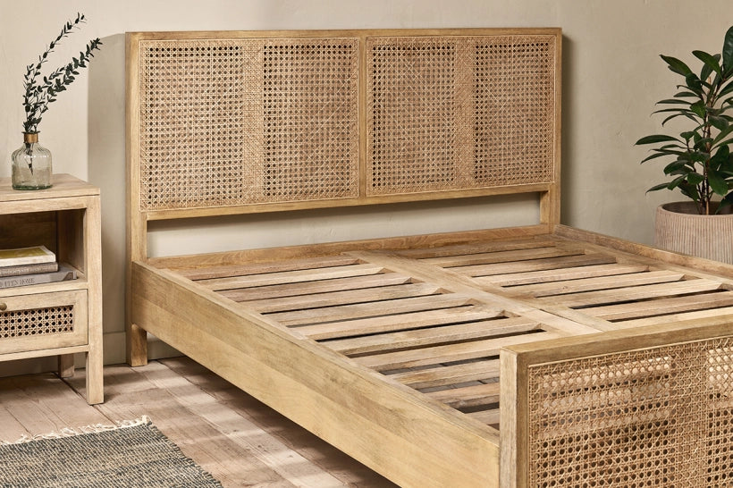 Saharsa Cane & Mango Wood Bed - King
