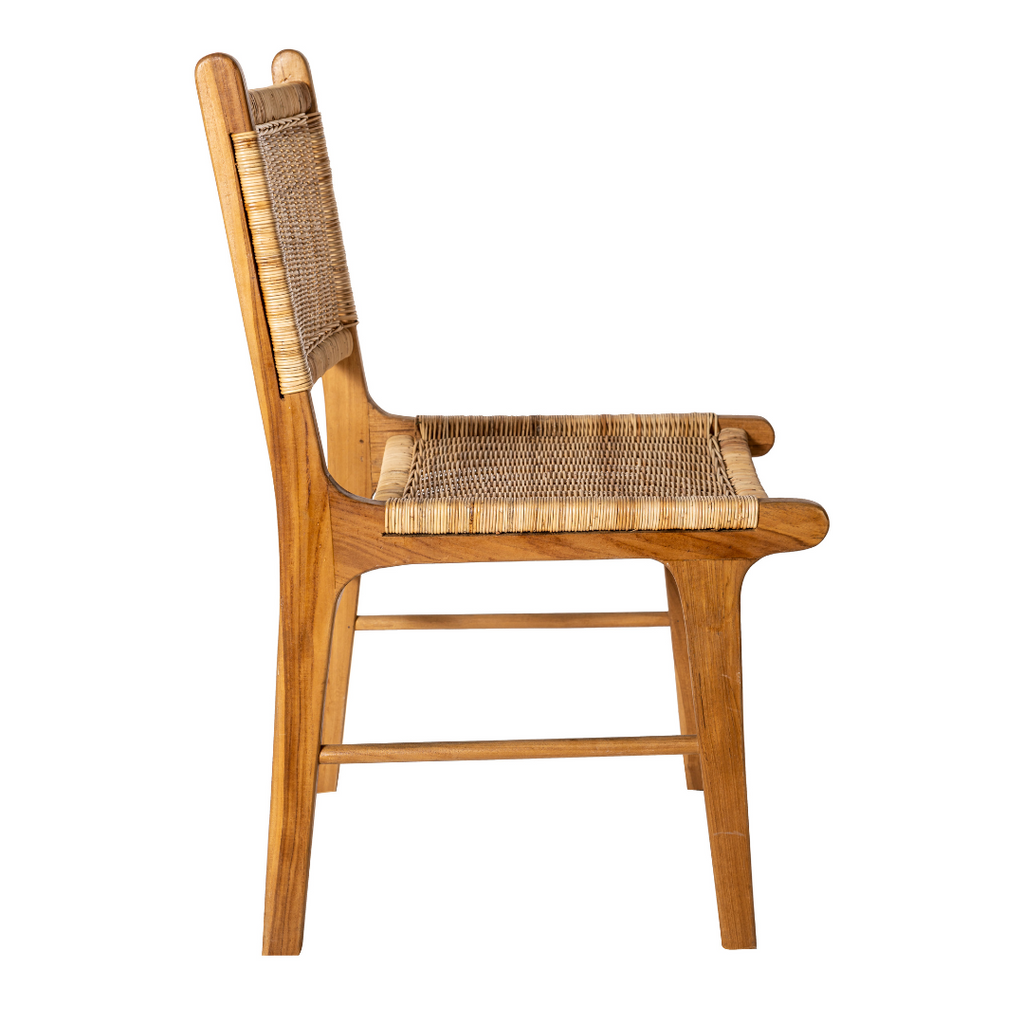 Teak and rattan dining chair